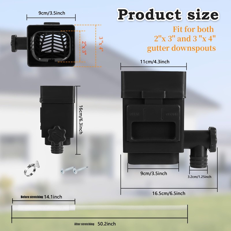 Anivia Rainwater Collection System, Downspout Diverter Fits for 2x3 or