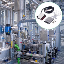 Photoelectric Switch Sensor, Indoor Wall Mounted Beam Sensor AC 90-250V 3A Anti Interference Specular Reflection Proximity Switch with Cable Induction Distance 4M Reflector Panel E3JK R4M1