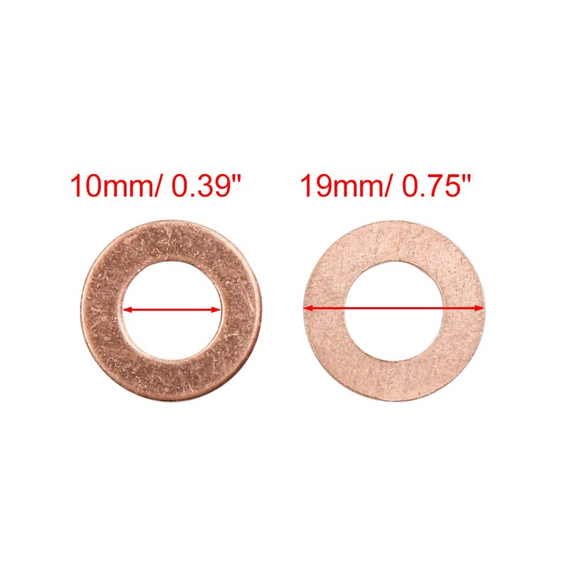 sourcing map 10 Pcs 10mm Inner Diameter Copper Washers Flat