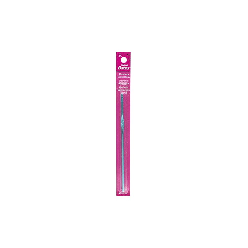 Susan Bates 5-1/2-Inch Silvalume Aluminum Crochet Hook, 3.25mm, Blue