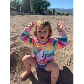 Popshion Kids Sweatshirts Rainbow Pullover Hoodie Unicorn Sweatshirts for Girls Casual Crewneck Winter Long Sleeve Tops Sweater Shirts Toddler hooded Size 5/8214