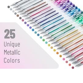 Mr. Pen- Metallic Gel Pens, 25 Unique Metallic Colors, Gel Pens for Adult Coloring Book, Gel Pen Set, Gel Pens Colored Gel Pens for Coloring, Colored Pens Gel, Coloring Pens for Adult Coloring Books