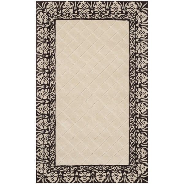 Safavieh Total Performance Collection TLP755B Hand-Hooked Border Accent Rug, 2' x 3', Ivory / Chocolate