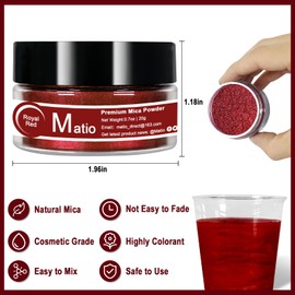 Matio Red Mica Powder, 0.7oz/20g Premium Mica Pigment Powder Natural Epoxy Resin Color Pigment for Soap Making, Bath Bombs,DIY Arts Crafts Additive Acrylic,Woodworking,Car Freshie Supplies (Royal Red)
