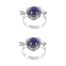 BESPORTBLE 2pcs Emotion Ring Mood Jewelry for Women Color Changing Gemstone Ring Reflects Temperature Mood Unique Design for Fashionable Style for Valentines Day