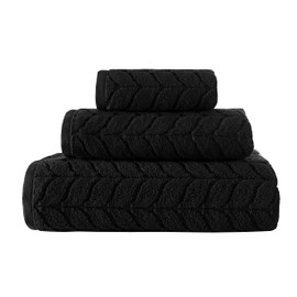BAGNO MILANO Turkish Bath Towels, Soft Plush Jacquard Luxury Bath Towels, Quick Dry Towel Set (Black, 6 pcs Towel Set)
