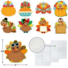 54 Pcs Turkey Cutouts Thanksgiving Cut-Outs Fall Decor for Bulletin Board Classroom Party