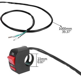 7/8" 22mm Handle Bar Kill Switch, Kill On Off Switch for ATV Motorcycle Scooter Go Kart Engine Offroad Enduro Dirt Bike Baja Doodle Bug DB30 Mini Bikes - Male and Female Plug