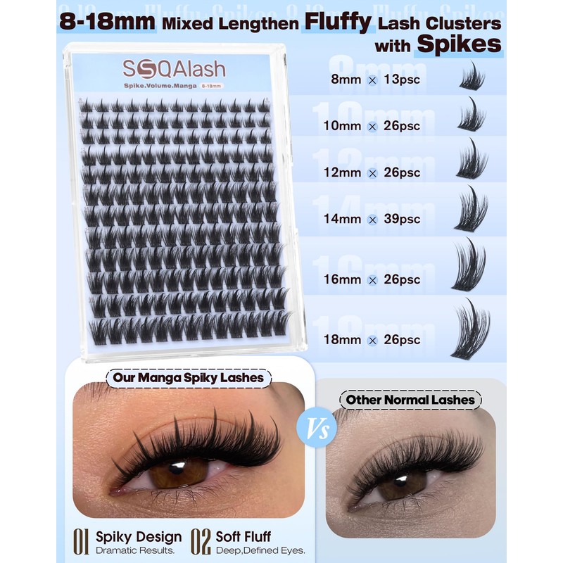 Manga Lash Clusters with Spikes Anime Eyelash Clusters for Baddie