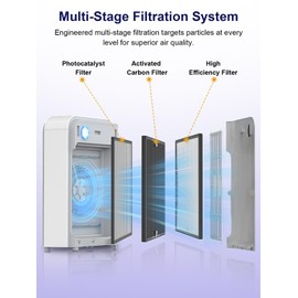 Ecofort 818 Replacement Filter Set Compatible with Okaysou Apollo 818 Air Purifier, H13 True HEPA, Activated Carbon, and 𝐏𝐡𝐨𝐭𝐨𝐜𝐚𝐭𝐚𝐈𝐲𝐬 Filter, 3-Stage Filtration