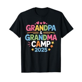 Grandpa And Grandma Camp 2025 Family Vacation Summer Camping T-Shirt