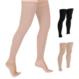 Doc Miller - Manguera de compresión de 20 a 30 mmHg - Medias opacas, Beige, 3X-Large