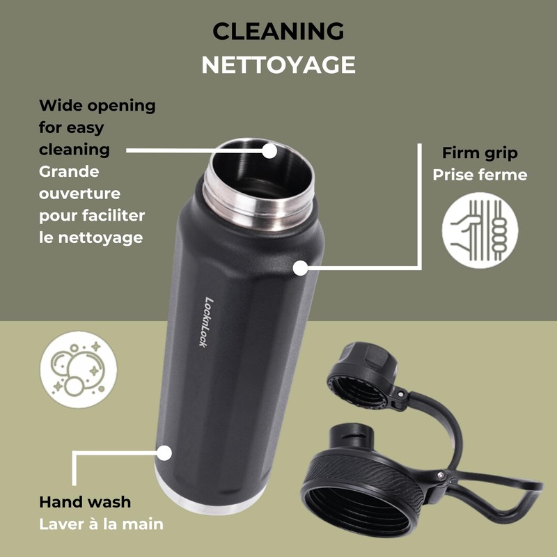 Starfrit LocknLock Double Wall Insulated Drinking Bottle with Handle -Stainless
