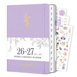 Planner 2026-2027, Weekly and Monthly Planner with Tabs from Jul 2026 - Jun 2027, A5 Hardcover Academic Calendar with Date for School & Office Schedule, 5.8" x 8.3", Purple