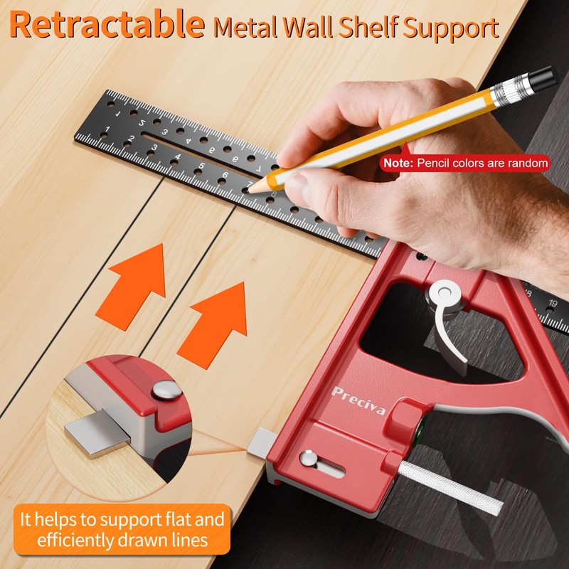 Preciva Combination Square with Pencil, 12Inch/300mm Engineers Speed Squares 45/90