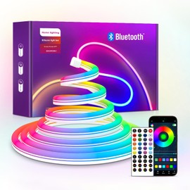 50ft LED Neon Lights, Light Strips with Remote APP Control DIY Design Music Sync, IP67 Waterproof Long Lasting 8000 Hours LED Lights for Bedroom Living Room Holiday Decorations