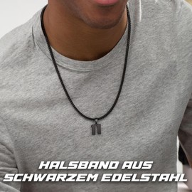 NUMBERS® | 30 cm Long Black Necklace with Number | Stainless Steel Pendant and Chain | Show Your Favourite Sports Number | Gift for US Sports Fans | OriginalCorner®, Stainless Steel