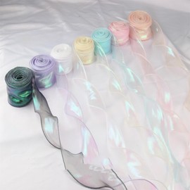 SYSUII 10 Yard Organza Ribbons Gift Ribbon Ribbon for Crafts Shimmer Sheer Silk Ribbon Fabric Ribbon Glitter Decorative Ribbon for Christmas Gift Packaging Party Wedding Decoration – Blue