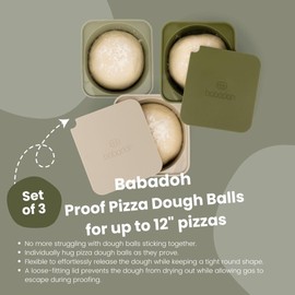 Babadoh Pizza Making Accessories | Pizza Dough Proofing Containers with Lids | Set of 3 | Multi Green (1 Dough, 1 Olive, 1 Sage) | Original Size (make 12" Pizzas)