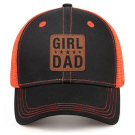 Girl Father Daddy Dad Leather Patch Hat Birthday for Dad Papa from Daughter Son Adjustable Trucker Hats Black