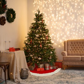 Salcar Christmas Tree Skirt, Blanket, Christmas Tree Blanket, Red, Plush, Christmas Tree Blanket Fur for Christmas Tree and Christmas Tree Decorations, 80 cm