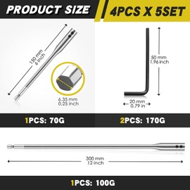 Drill Bit Extension 6, 12 Inch Drill Bit Set Wood Spade Bit Set High Carbon Steel Drill Bit Extender Drill Extension Bit Holder with Wrench Key for Wood Turners Construction Accessories (20 Pieces)
