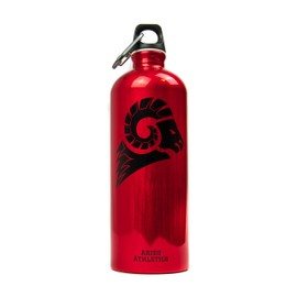 Aries Athletics Drinking Bottle 1 Litre with Carabiner Suitable for Carbonated Drinks, 1 Finger Twist Cap, Lightweight Aluminium, BPA-Free, Made in Switzerland