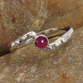 SILVERTROVE Gemstone Sterling Silver Band Ring for Men and Women, in All Sizes, Jewellery CRG-1077AAA, Gemstone Precious metal gemstone, Cabochon Garnet