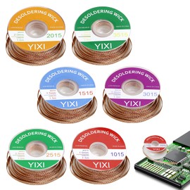 6pcs Desoldering Braid 1.5M Desoldering Copper Wire (1.0/1.5/2.0/2.5/3.0/3.5mm) Desoldering and Removing Solder Joints, High Electrical Conductivity