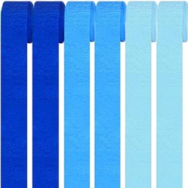 6 Rolls Colourful Crepe Paper, Rainbow Crepe Ribbons Background Streamers Paper Rainbow Crepe Paper Craft Crepe for Party Decoration and Crafts Paper Art (3 Styles Blue)