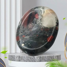 Acxico 2Pcs Natural Bloodstone Jasper Palm Stone Rock Crystal Healing Reiki Polished Worry