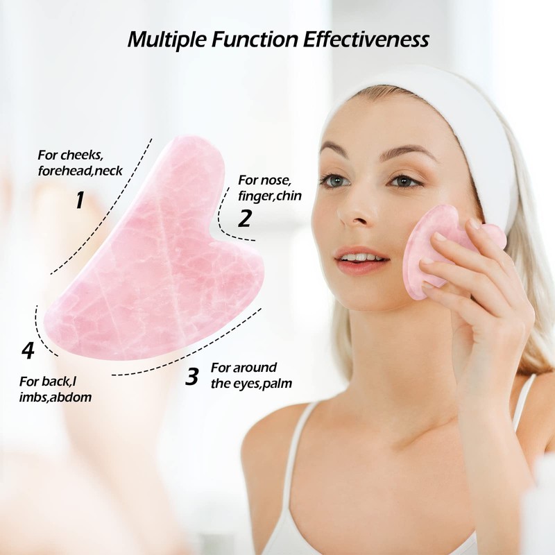 GeeRic Gua Sha and Face Roller Tool, Natural Green Jade