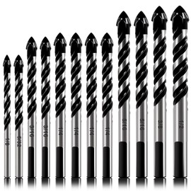 DYRECELVE 12-PCS Masonry Drill Bit Set & Concrete Drill Bit Set, 1/8 to 1/2 inch Professional Carbide Drill Bits Tip for Glass, Tile, Brick, Cement Concrete Plastic Wood etc. Masonry Drill Bits Set by DYRECELVE