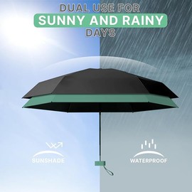WULUN Compact Umbrella, 6 Ribs Umbrella, Stormproof, Small Pocket Umbrella, Windproof, UV Protection, Ultralight Umbrella, Foldable Travel Umbrella, Foldable Robust Mini Umbrella for Sun and Rain,