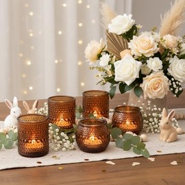 16 portavelas de color ámbar surtido, portavelas clásico para centros de mesa rústico/bohemios de boda, despedida de soltera, decoración de baby shower