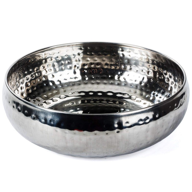 Colleta Home Salad Bowl and Serving Utensils - Hammered Detailing