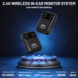 Keten Wireless in Ear Monitor System, 2.4G Automatic Pairing IEM System for Musicians with Transmitter & Beltpack Receiver, Lightweight and Portable for Live Performance, Band, Studio