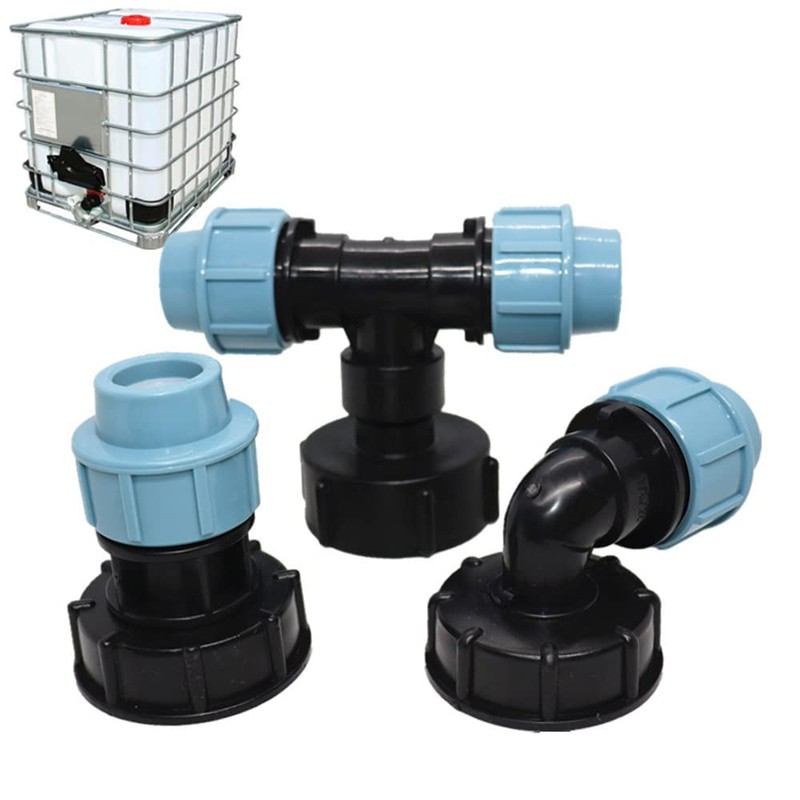 2 Pcs IBC Tank Thread Connectors s60x6 Adapter to Mdpe