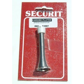 Securit Chrome Spring Door Stopper (75mm) (Silver/White)