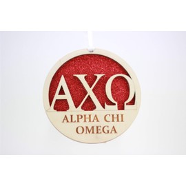 Alpha Chi Omega - Laser Carved Greek Letter Ornament - 3" Round