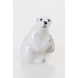 WitnyStore 1" Sitting Polar Bear Figurine - Collectible Animal Art - Miniature Hand Made and Painted Ceramic Porcelain Clay Pottery Earthenware Ursine Table Decor Gift and Souvenir