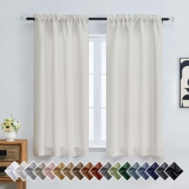 OVZME Natural Room Darkening Curtains for Bedroom 63 Inches Long 2 Panels, Thermal Insulated Energy Saving Blackout Curtains for Living Room, Dual Rod Pocket Blackout Drapes, 2x40Wx63L Inches