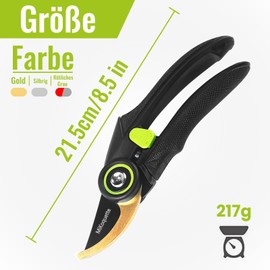 Mikoquette Secateurs Premium Loppers with Bypass Blade for Flowers, Shoots and Branches, Non-Stick Coating, Max. Cutting Diameter 24 mm, Cutting Diameter: 24 mm, Gold