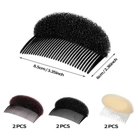 PMELCXD 6 Pieces Bump It Up Volume Hair Base Set Sponge Styling Insert Braid Tool Hair Bump Up Comb Clip Bun Hair Pad Accessories for Women Girls DIY Hairstyle