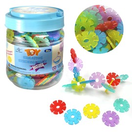 Smart-Planet 400 Glitter Flowers in Tin - Snowflakes for Inserting 3.3 cm Children's Montessori Toy Learning Toy Building Blocks Pegging Blocks from 3 Years