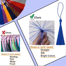 100 Pcs Silky Handmade Craft Tassels Trim Mini Pendant for DIY Cute Resin Bookmark, Jewellery Making, Key, Girl Earring, Keyring, Graduation Hat, Ribbon Sewing, Curtain, Home Decor (Mixed2)