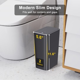 N. NETDOT 3 Pack Small Trash Can with lid, 2 Gallon Bathroom Trash Can,Garbage Can Slim Trash Bin Waste Basket for Bathroom,Kitchen,Bedroom,Living Room,Office,Laundry - Black