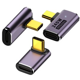 ALLVD USB 4.0 Type C Converter Adapter, Left and Right 90° Bend 3 Kinds Set, PD 100W/5A Rapid Charge, Supports 40Gbps High Speed Data 8k@60HZ and 100W 5A Rapid Charge, Compatible with Thunderbolt 3