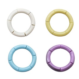 Juego de 4 pulseras de acrílico grueso y curvadas de colores acrílicos, con cuentas elásticas, de tubo de acrílico de color caramelo, pulsera elástica de tubo geométrico, cadena de eslabones ajustables, Resina, Resina,