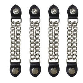 EXCELSIOR Unisex Metal And Leather Chrome Durable Motorcycle Vest Extenders Plain Chain For Bikers -4 Inch, 6 1/2 Inch, Black (4 pc)
